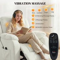 Massage Recliner Chair with Quiet Brushless Motor Pet-Friendly Fabric Power Recliner with 2 Memory Positions Cream White