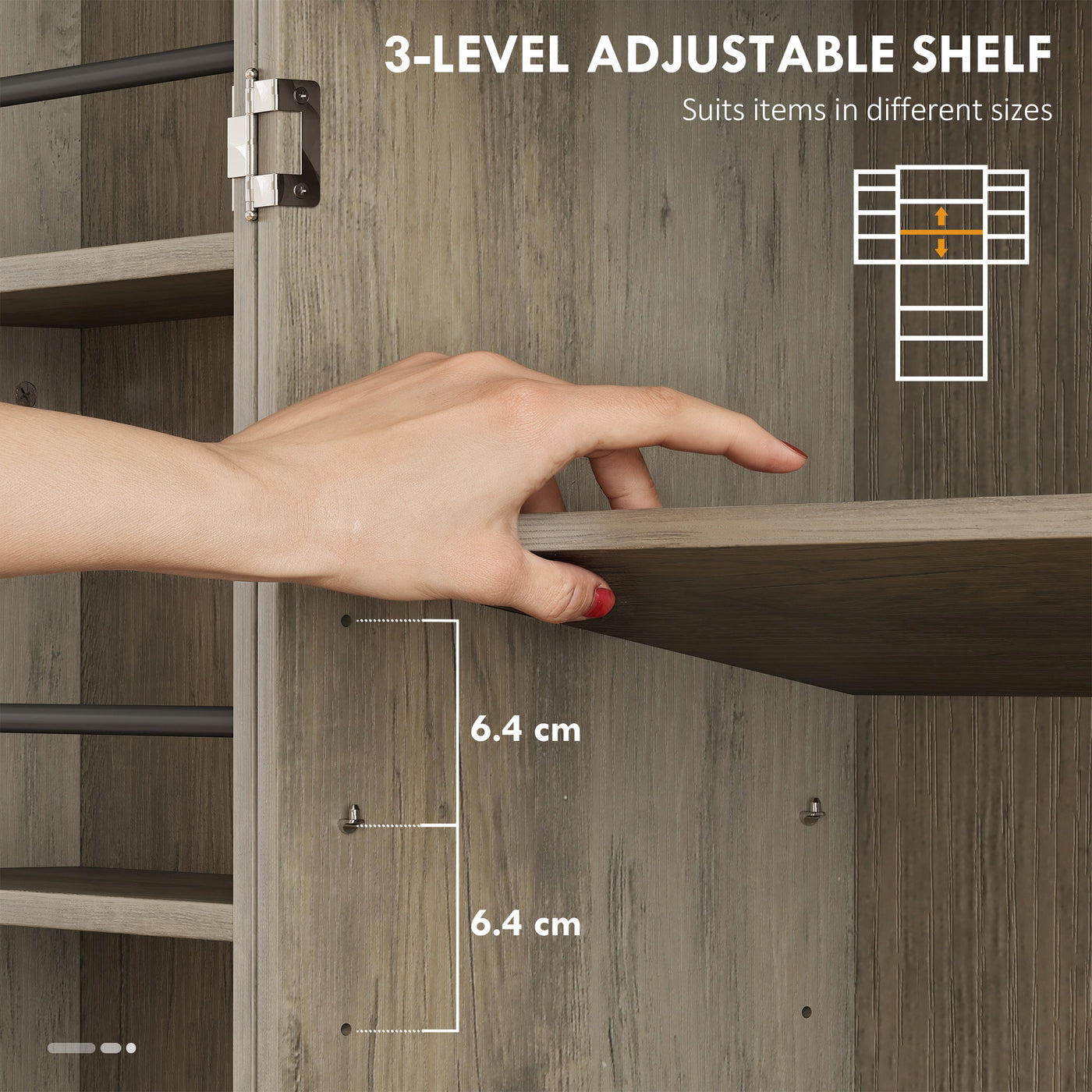 72" Kitchen Pantry Cabinet, Farmhouse Storage Cabinet with 4 Doors, Drawer, 8 Door Shelves and Adjustable Shelf, Grey