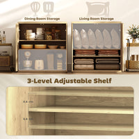 Sideboard Buffet Cabinet Set of 2, Kitchen Cabinet with Soft-Close Door and Adjustable Shelves for Living Room, Oak