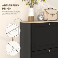 Modern Shoe Storage with 3 Flip Drawers and Adjustable Shelves, Shoe Cabinet Organizer for 12-18 Pairs of Shoes, Black