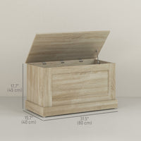31.5 Inches Storage Chest, Storage Trunk with Safety Hinge, Wooden Box for Living Room, Natural Wood Grain