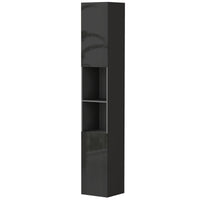Tall Bathroom Cabinet, High Gloss Storage Cabinet with Doors and Adjustable Shelves, 11.8" x 11.8" x 71.5", Black