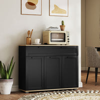 Sideboard Buffet Cabinet, Modern 40" Coffee Bar Cabinet with Wide Drawer, 3 Doors and 2 Adjustable Shelves, Black