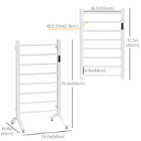 8-Bar Heated Towel Warmer Rack with Built-in Timer and LED Indicators, Wall Mounted & Free Standing Carbon Steel Electric Towel Bar with Adjustable Temperature, White