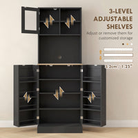 66.5" Tall Kitchen Pantry Cabinet, Kitchen Hutch, Microwave Cabinet with Adjustable Shelves for Dining Room, Black