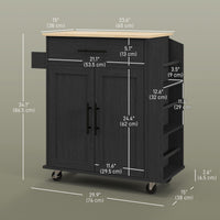 Rolling Island with Wheels for Kitchen, Kitchen Island on Rollers with Power Outlets, Drawer and Doors