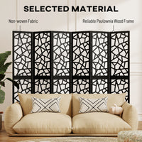 6 Panel Room Divider, 5.6 FT Lightweight Folding Privacy Screen with Geometric Pattern for Living Room, Bedroom, Black