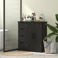 Bathroom Floor Cabinet, Farmhouse Bathroom Storage Cabinet with Adjustable Shelf, Black