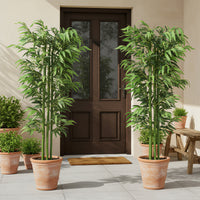6FT Artificial Bamboo Trees Set of 2, Fake Plants with Nursery Pot for Indoor Decor