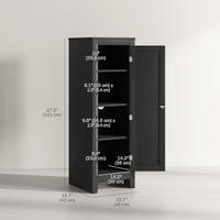 Kitchen Pantry Storage Cabinet with Adjustable Shelves, Small Storage Cabinet with Door and Shelves, Black
