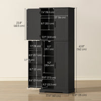 Tall Pantry Cabinet, 64" Storage Cabinet with Adjustable Shelves and 8 Door Spice Racks for Kitchen, Dining Room, Black