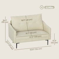 2 Seater Sofa, Small Modern Couch with High-Resilience Foam, Thicken Padding, Button Tufted, Cream White