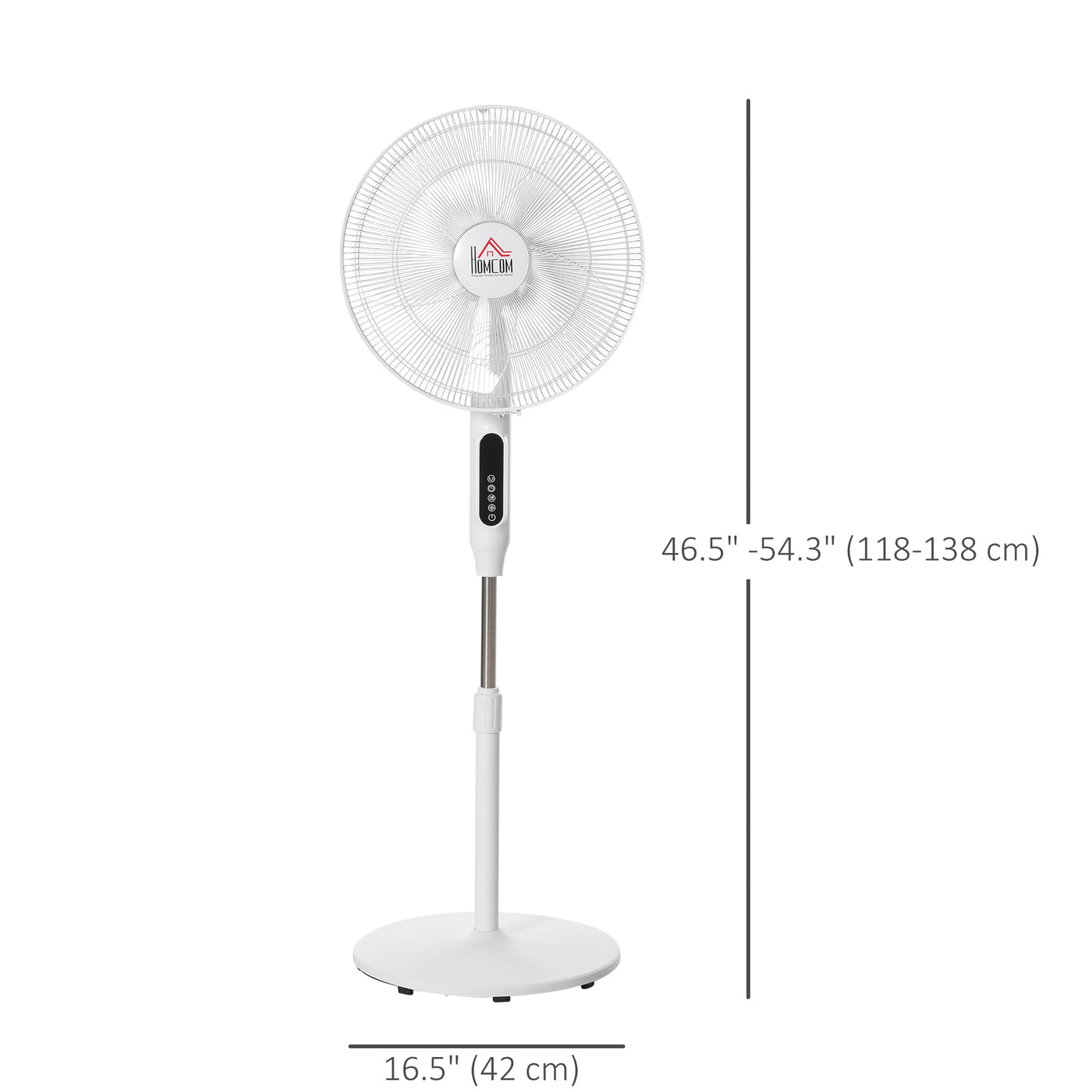 Standing Floor Fan with Remote Control, Stand Up Cooling Fan, Tall Pedestal Electric Fan for Home Bedroom, White