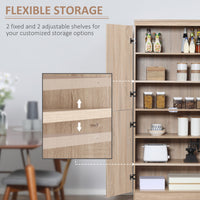 70" 4-Door Storage Cabinet, Freestanding Pantry Cabinet with Adjustable Shelves for Living Room, Natural