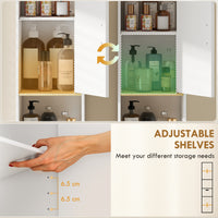 Tall Bathroom Storage Cabinet, Freestanding Bathroom Cabinet with Drawer, Adjustable Shelves, Open Compartment, White