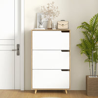 Slim Shoe Storage Cabinet with 3 Flip Drawers and Adjustable Shelves, Shoe Cabinet for 18-24 Pairs, White