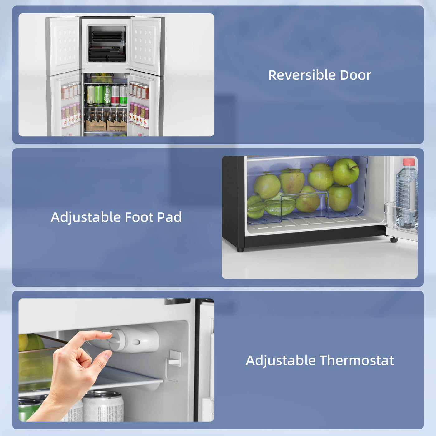 Double Door Mini Fridge with Freezer, 4.6 Cu.Ft Small Refrigerator with Thermostat, Shelves, Reversible Door, Black