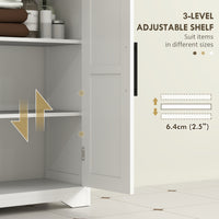 Bathroom Floor Cabinet, Farmhouse Bathroom Storage Cabinet with Adjustable Shelf, White