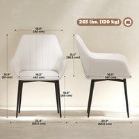 Dining Chairs Set of 2, Upholstered Linen Fabric Accent Chairs with Metal Legs, Beige