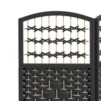 3 Panel Folding Room Divider, Portable Privacy Screen, Wave Fiber Room Partition for Home Office, Black