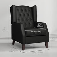 Faux Leather Armchair, Modern Accent Chair with Thick Padding for Living Room, Bedroom, Home Office, Black