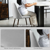 Upholstered Dining Chairs Set of 6, Velvet Accent Chair with Back and Wood-grain Steel Leg for Kitchen, Grey