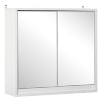 Wall Mounted Bathroom Medicine Cabinet Mirrored Cabinet with Hinged Door 2-Tier Storage Shelves White