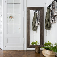 59" x 23.5" Full Length Mirror, Farmhouse Wall Mount and Leaner Floor Mirror, Vertical and Horizontal for Bedroom, Dark Brown