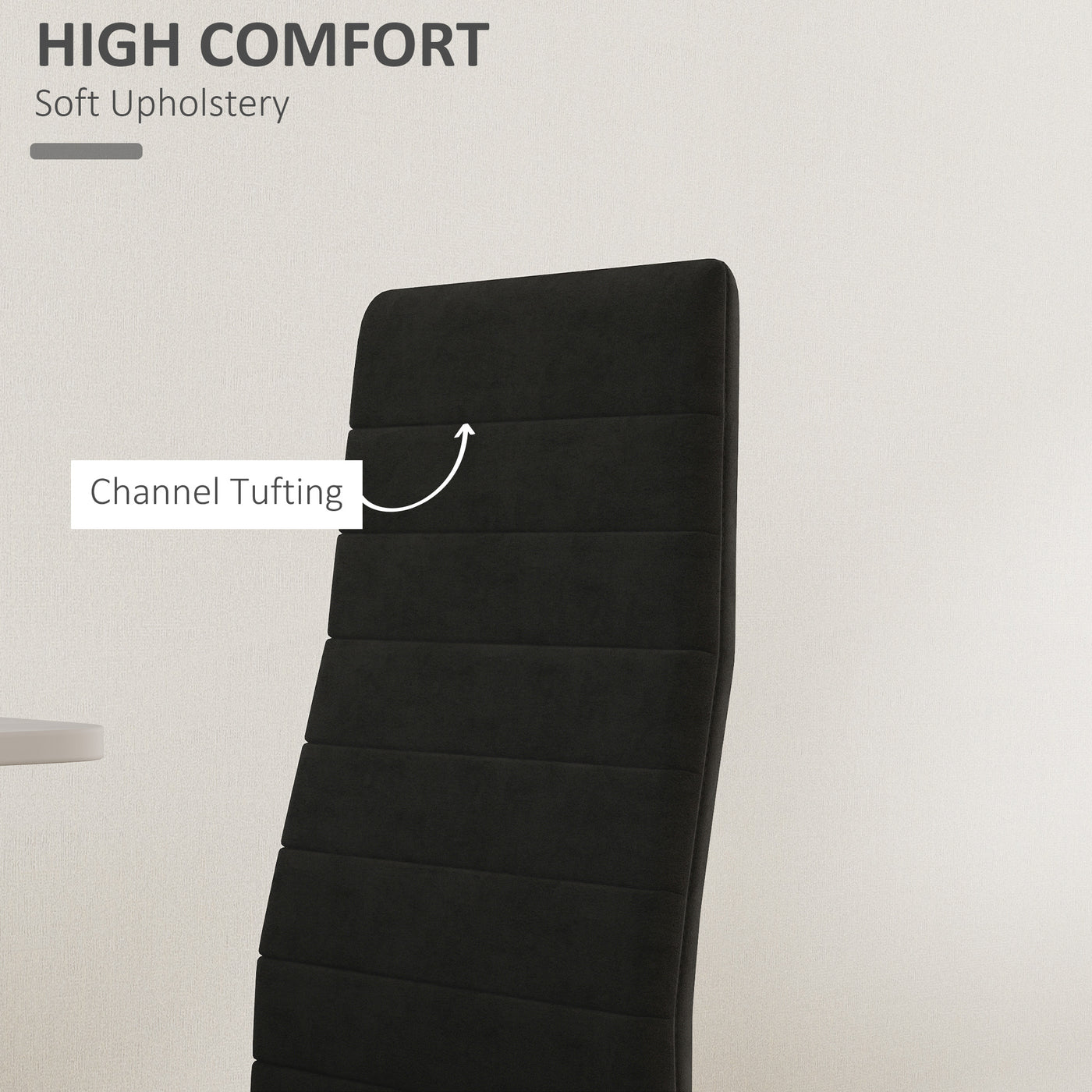 Modern Dining Chairs, Set of 4, High Back Upholstery and Metal Legs for the Living Room, Kitchen, Home Office, Black