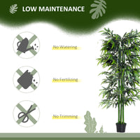 Set of 2 6FT Artificial Bamboo Tree Fake Decorative Plant with Nursery Pot for Indoor Outdoor Décor