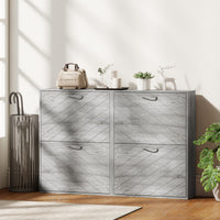 Shoe Storage Cabinet with 4 Flip Drawers, Narrow and Slim, 12-20 Pair of Shoes Organizer for Hallway, Entryway, Grey