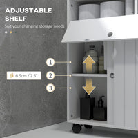 Bathroom Storage Cabinet, Bathroom Cabinet with 4 Rolling Wheels and Paper Holes, 20.5" x 6.75" x 26.5", White