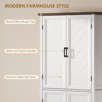 70" Tall Kitchen Storage Cabinet Modern Farmhouse Pantry Cabinet with 4 Chevron Doors and 4 Adjustable Shelves, White