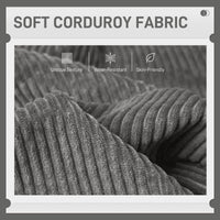 Modern Couch, 3 Seater Sofa, Corduroy Loveseat with Rubberwood Legs and Extra-Wide Seat, Grey
