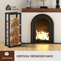 15.7" x 9.8" x 39.4" Firewood Rack Outdoor, Log Holder Fireplace Storage Rack with Handles and 220 lbs. Weight Capacity, Black