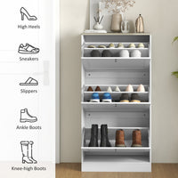 Modern Shoe Storage with 3 Flip Drawers and Adjustable Shelves, Shoe Cabinet Organizer for 12-18 Pairs of Shoes, White
