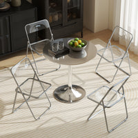 4 Pack Acrylic Foldable Chairs, Transparent Folding Chairs for Living Room, Home Office, Party, Clear