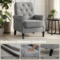Accent Chair, Mid-Century Modern Armchair with Thick Padded Seat, Spring Cushion, Solid Wood Legs, Grey