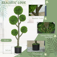 43.3" Artificial Ball Cypress Topiary Tree, Fake Plant in Pot for Indoor Outdoor Living Room Green