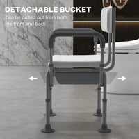 3-in-1 Shower Chair with Back, Adjustable Bedside Commode, Raised Toilet Seat w/ Rubber Foot Pad for Seniors, Disabled