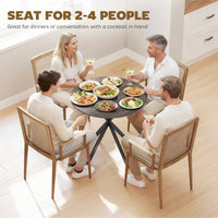 31.5" Industrial Round Dining Table - Distressed Dark Brown
