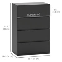 4 Drawer Chest Storage Cupboard Freestanding Drawer Unit, Black
