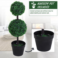 2 Ball Topiary Tree in Pot for Home Decor, Artificial Plant for Home Office, Living Room Decor, Dark Green