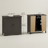 Bathroom Vanity, 24" Pedestal Sink Bathroom Vanity Furniture with 2 Doors and Shelf, Coffee