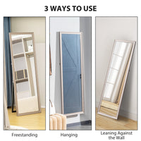 64" x 21" Rectangular Full Length Mirror with Frame, Free Standing, Wall Mounted or Leaning, Gunmetal Silver