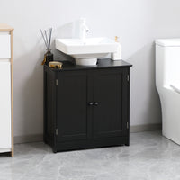 Bathroom Vanity, 24" Pedestal Sink Bathroom Vanity Furniture with 2 Doors and Shelf, Black
