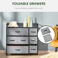 7-Bin Dresser Storage Tower Cabinet Organizer Unit, Easy Pull Fabric Bins with Metal Frame