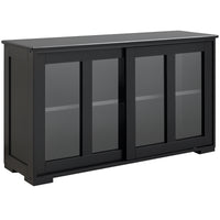 Modern Kitchen Sideboard, Stackable Storage Cabinet, Sliding Glass Door Console, Cupboard Serving Buffet for Kitchen & Dining Room, Black