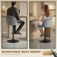Bar Stools Set of 2, Swivel Counter Height Barstools with Footrest, Grey