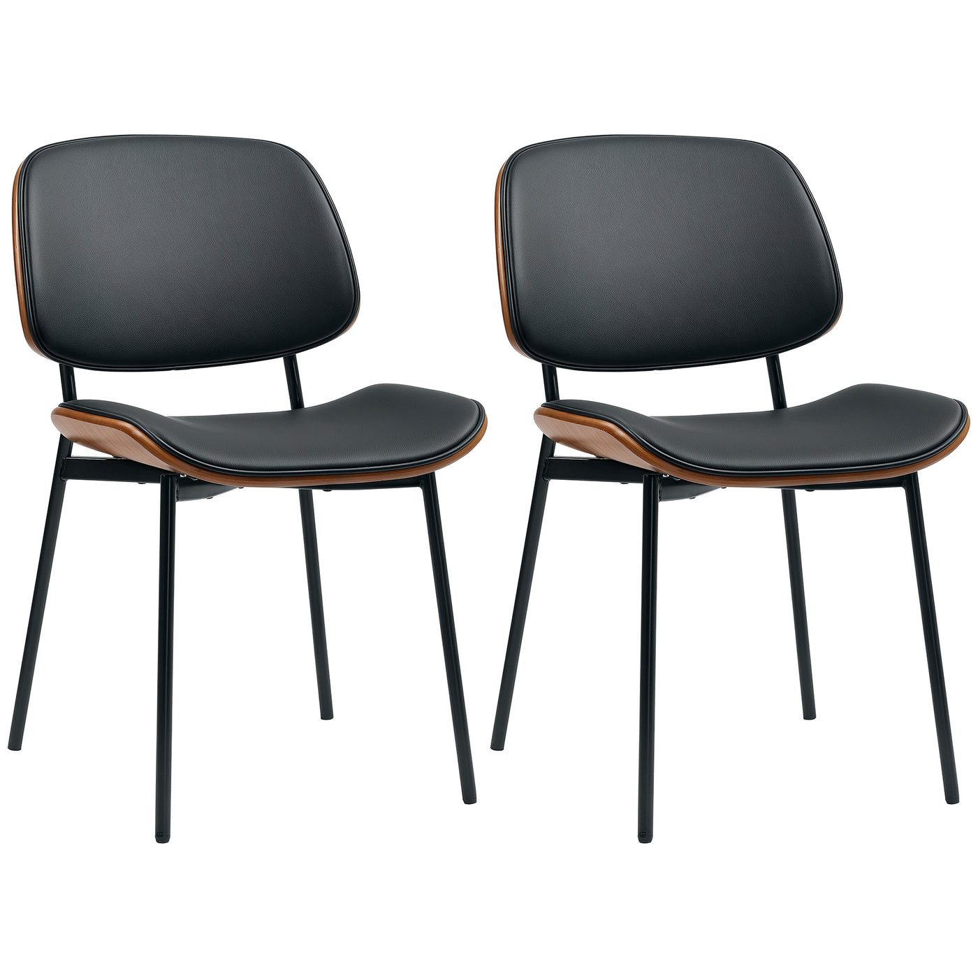 Dining Chairs Set of 2, Mid Century Modern Dining Room Chairs with Bentwood Back and Metal Legs for Kitchen Living Room